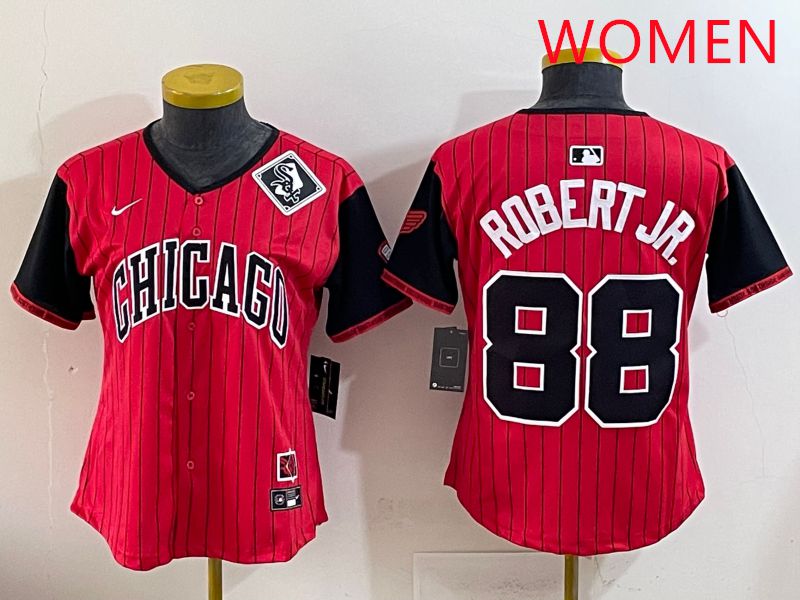 Women 2025 Chicago White Sox #88 Robert jr Red Joint Name Nike MLB Jersey style 14->women mlb jersey->Women Jersey
